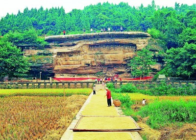 唐代釋迦牟尼涅槃圖，位于四川省安岳縣臥佛鎮(zhèn)臥佛院。