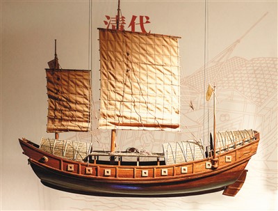 清代漕船模型。 　　中國京杭大運河博物館供圖