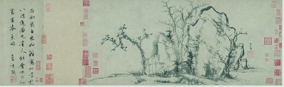 趙孟頫在《秀石疏林圖》題跋中寫道：“石如飛白木如籀，寫竹還于八法通。若也有人能會此，方知書畫本來同。”這體現(xiàn)出中國畫書畫同源的創(chuàng)作思想。