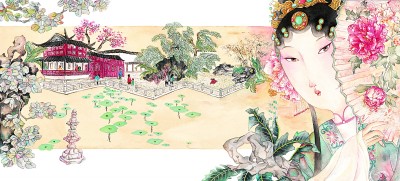 繪本《游園》內(nèi)頁插圖。受訪者供圖