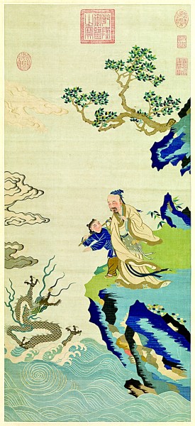 竹杖化龍圖 為明代緙絲作品。緙絲，又稱“刻絲”，是中國傳統(tǒng)絲綢藝術(shù)品中的精華。