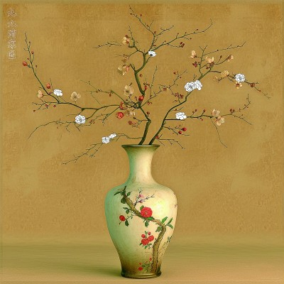 用AI繪畫工具制作的梅花“九九消寒圖”。制作：李世奇、孟揚(yáng)