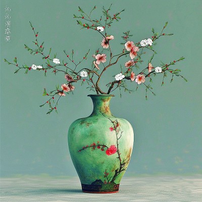 用AI繪畫工具制作的梅花“九九消寒圖”。制作：李世奇、孟揚(yáng)