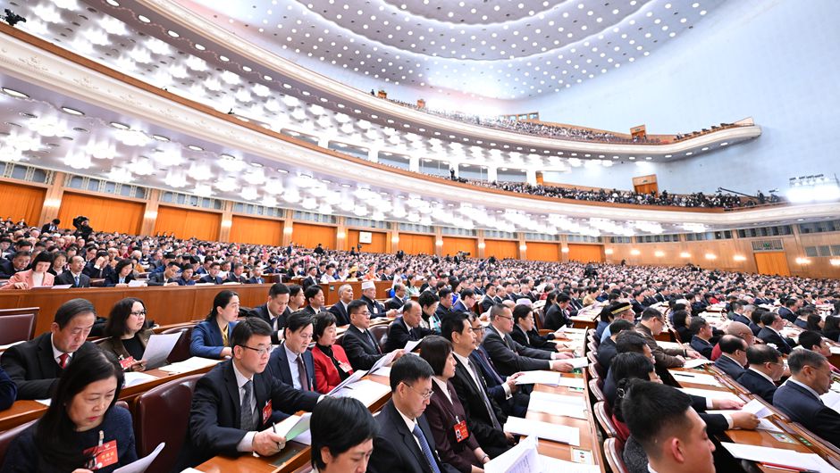3月4日，中國人民政治協(xié)商會議第十四屆全國委員會第二次會議在北京人民大會堂開幕。新華社記者 謝環(huán)馳 攝
