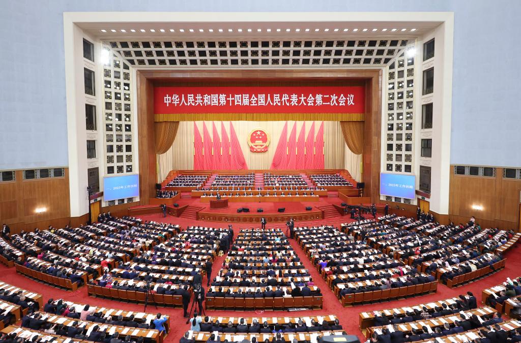 3月5日，第十四屆全國人民代表大會第二次會議在北京人民大會堂開幕。新華社記者 丁海濤 攝