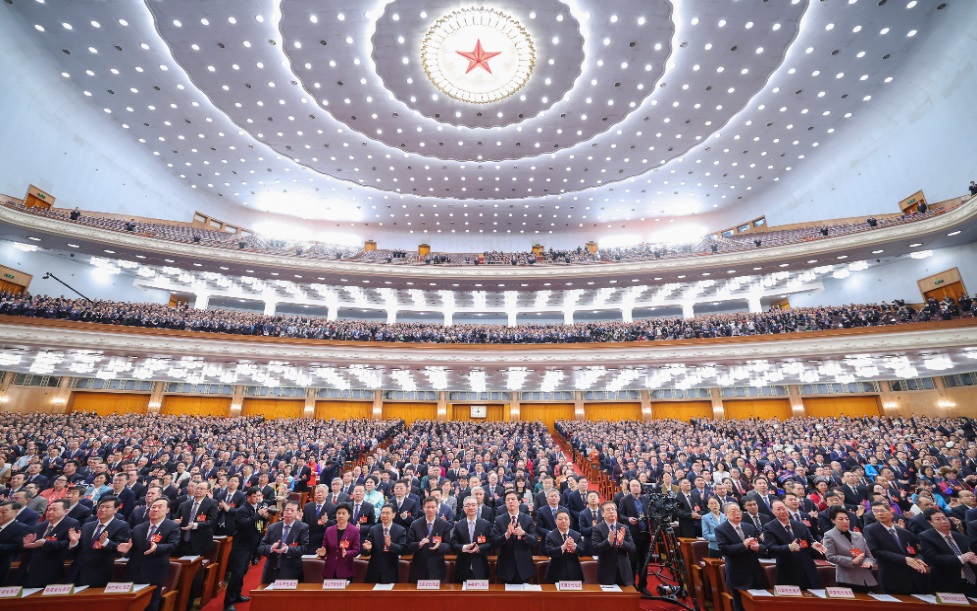 3月8日，十四屆全國人大二次會議在北京人民大會堂舉行第二次全體會議。新華社記者 丁海濤 攝