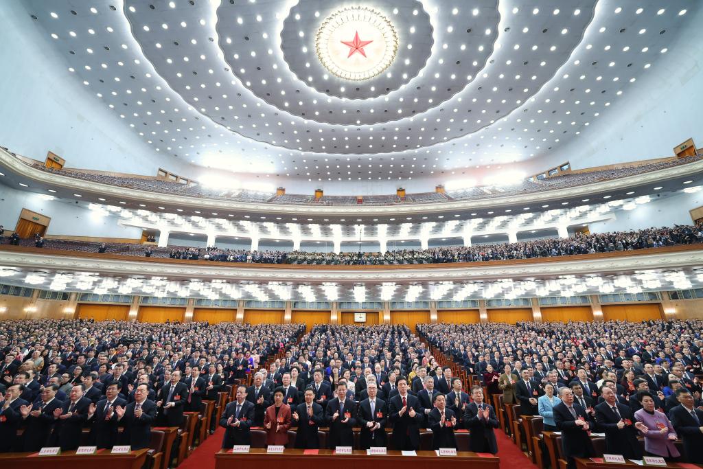 3月11日，第十四屆全國人民代表大會第二次會議在北京人民大會堂舉行閉幕會。新華社記者 黃敬文 攝
