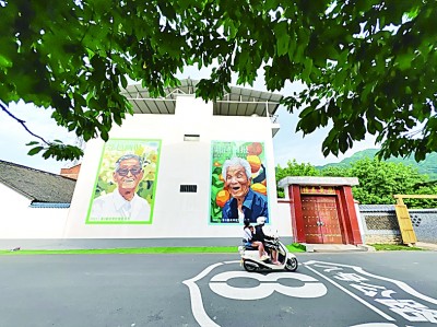 西安美院的師生在蔡家坡村繪制的壁畫。本報記者 于園媛攝/光明圖片