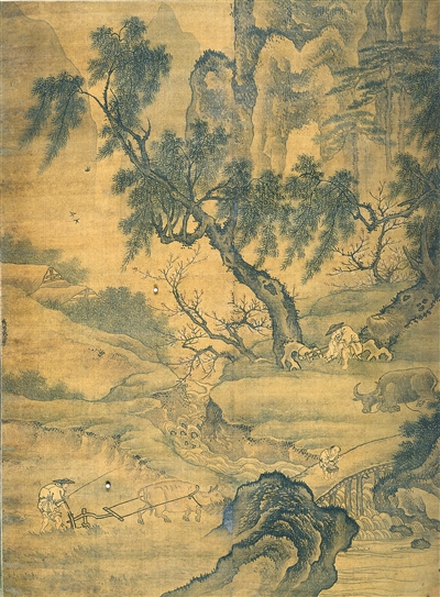 中國畫《春耕圖》，作者明代戴進(jìn)。 　　浙江省博物館藏