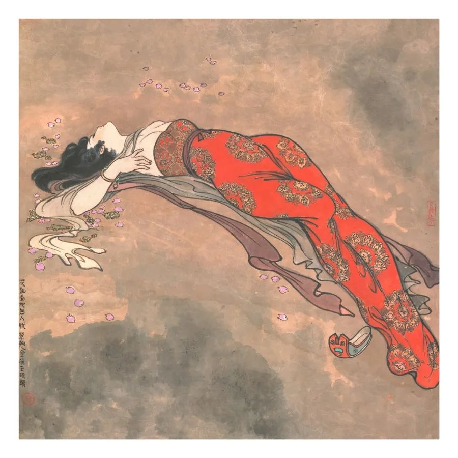 戴敦邦作品 《長恨歌》花鈿委地?zé)o人收，翠翹金雀玉搔頭。受訪者提供