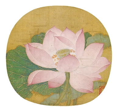 中國畫《出水芙蓉圖》，作者為南宋吳炳（傳）。  故宮博物院藏