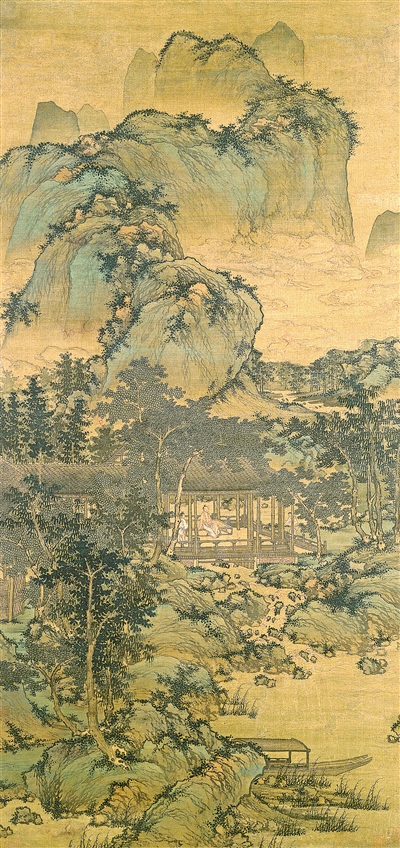 中國畫《山居納涼圖》，作者為元代盛懋。  美國納爾遜—阿特金斯藝術(shù)博物館藏