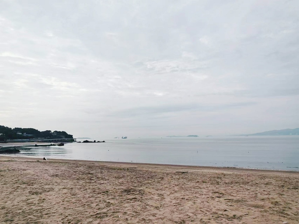 子塵喜歡在海邊走一走，這片海灘離他家很近，十分鐘左右就能
