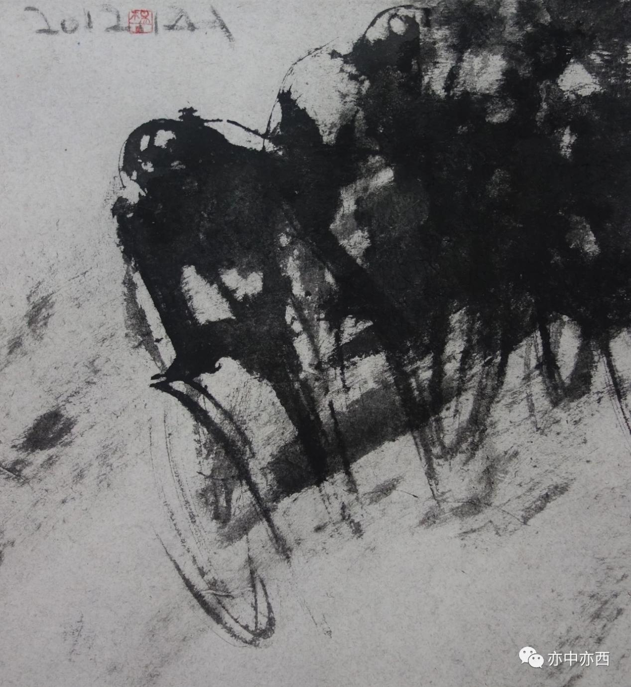 沖向終點，36X39CM,2012年，紙本水墨