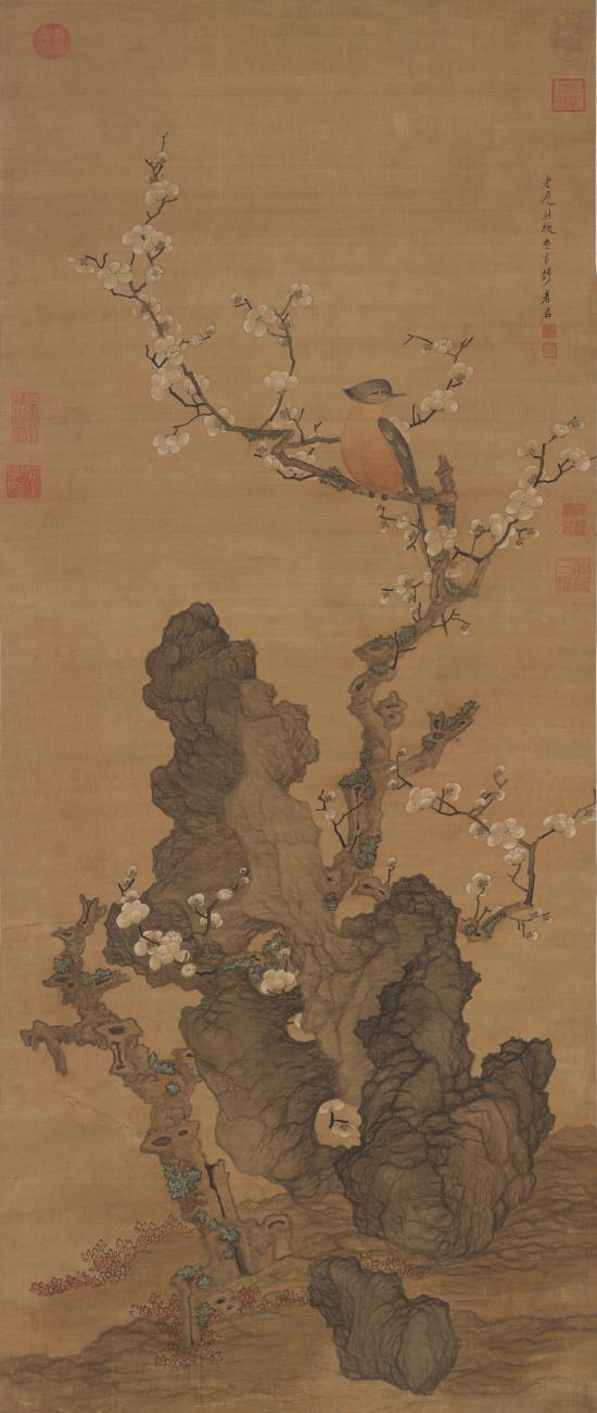 明 陳洪綬《畫梅花山鳥(niǎo)》軸 臺(tái)北故宮博物院藏