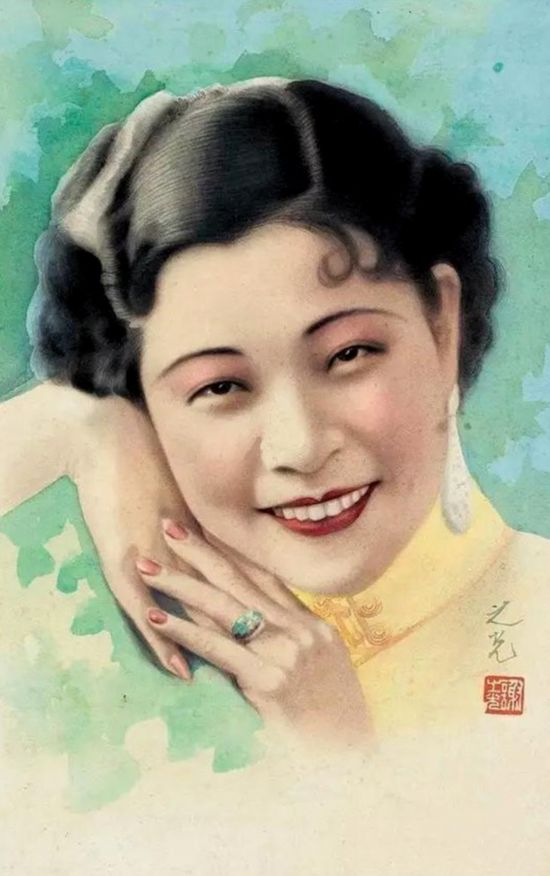 張信哲收藏的月份牌原作，謝之光以演員胡蝶為模特而創(chuàng)作的美女肖像