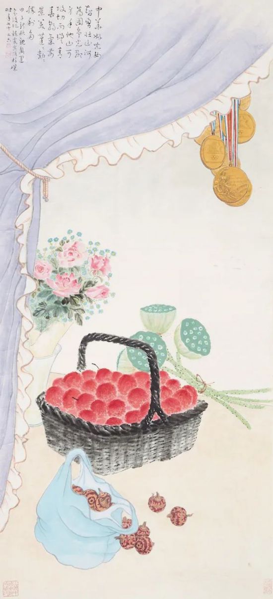 周鍊霞《碩果》130.5×59cm 中國(guó)畫 1984年 上海中國(guó)畫院藏