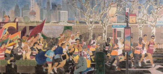 余松 程文娟 張培成 《2014上海國(guó)際馬拉松賽》158x344cm 2014年 中華藝術(shù)宮（上海美術(shù)館）藏