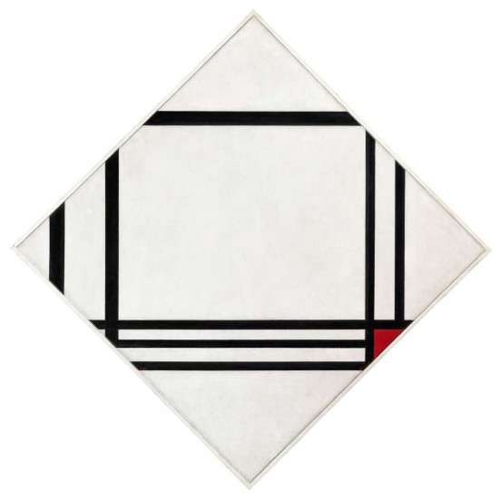 蒙德里安，《八條線紅色矩形的菱形構成》，1938年，布面油畫，貝耶勒基金會藏（貝耶勒基金會展品）